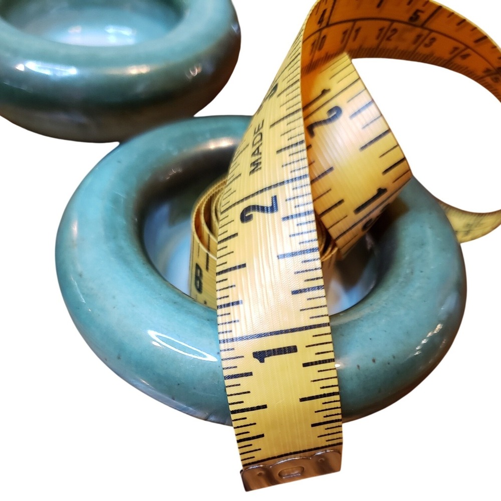 Set‎ of 3 Teal Blue Glazed Ceramic Donut Candle Holders Votive Tea Light Holders - Picture 2 of 4